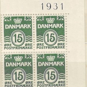 4-blok 15 øre dk-0413 1931