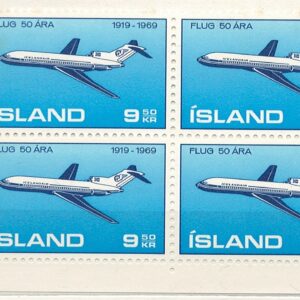 4-blok 9,50 kr Flug 50 Ára