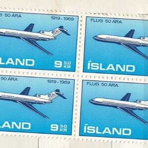 4-blok 9,50 kr Flug 50 Ára
