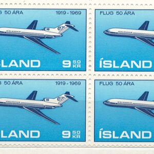 4-blok 9,50 kr Flug 50 Ára