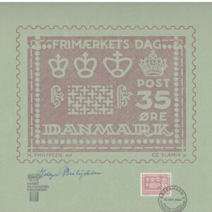 Kort 35 øre Frimærkets ag med underskrift 28x23 cm