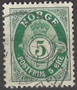5 øre no55 stemplet