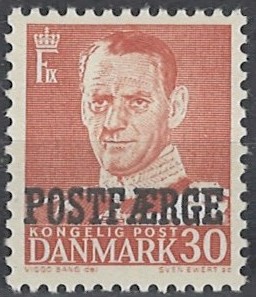 30 øre overtryk Postfærge dk-0337