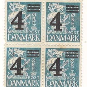 4-blok 25 øre overstreget til 4 dk-0205