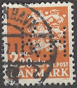 2,20 kr dk-0464 perforeret KH stemplet