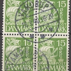 4-blok 15 øre dk-0257 stemplet