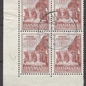4-blok 10 øre dk-0407 stemplet