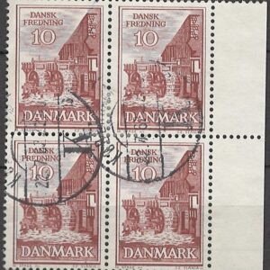 4-blok 10 øre dk-0407 stemplet