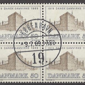4-blok 50 øre dk-0483 stemplet