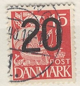 15 øre dk-0169 stemplet overtrykt med 20