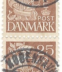 2-blok 25 øre dk-0214 stemplet
