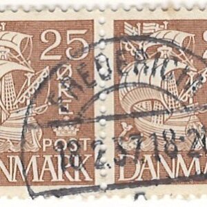 2-blok 25 øre dk-0214 stemplet