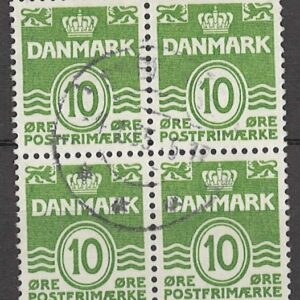 4-blok 10 øre dk-0318 stemplet
