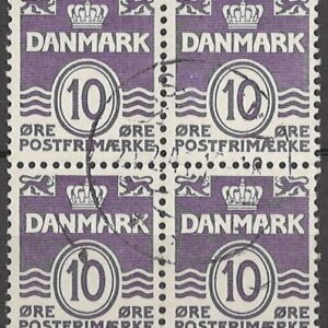 4-blok 10 øre dk-0248 stemplet