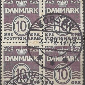 4-blok 10 øre dk-0235 stemplet