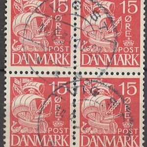 4-blok 15 øre dk-0203 stemplet