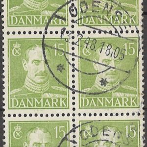 6-blok 15 øre dk-0275 stemplet