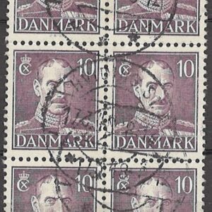 6-blok 10 øre dk-0274 lys stemplet