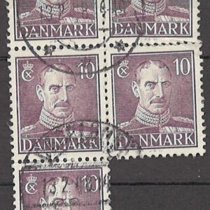 5-blok 10 øre dk-0274 lys stemplet