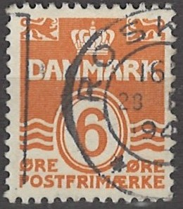 6 øre dk-0254 stemplet
