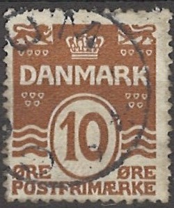 10 øre dk-0185 stemplet