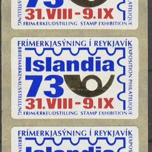 3 stk klistermærker Islandia 73 frimærke udstilling