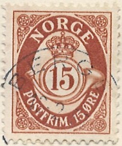 15 øre no384 stemplet hængslet