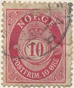 10 øre no56 stemplet hængslet