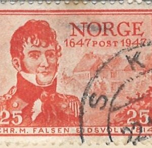 25 øre no340 stemplet hængslet