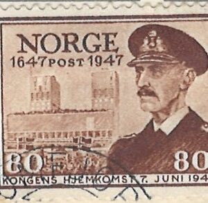 80 øre no347 stemplet hængslet