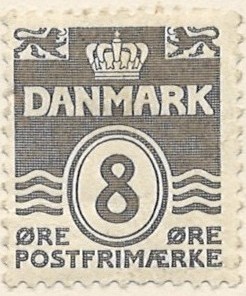 8 øre dk-0201 stemplet hængslet