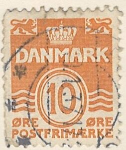 10 øre dk-0202 stemplet hængslet
