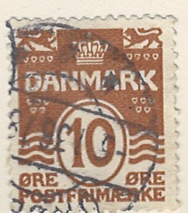 10 øre dk-0185 stemplet hængslet