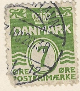 7 øre dk-0247 stemplet hængslet