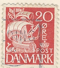 20 øre dk-0258 stemplet hængslet