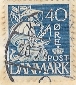 20 øre dk-0258 stemplet hængslet