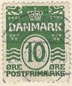 10 øre dk-0124 stemplet hængslet