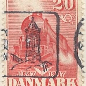 20 øre dk-0303 stemplet hængslet