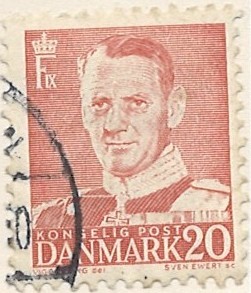 20 øre dk-0307 stemplet hængslet