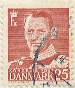 25 øre dk-0321 stemplet hængslet
