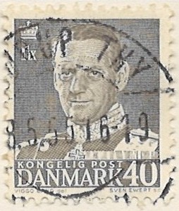40 øre dk-0322 stemplet hængslet