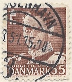 55 øre dk-0327 stemplet hængslet