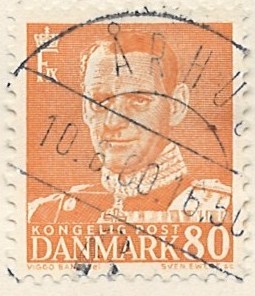 80 øre dk-0341 stemplet hængslet
