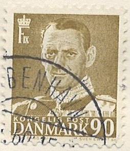 90 øre dk-0342 stemplet hængslet