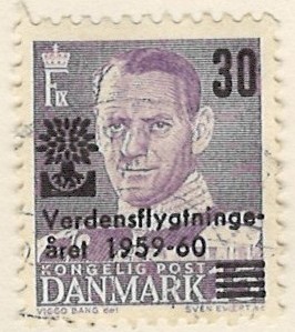 30 øre på 15 øre dk-0380 stemplet hængslet