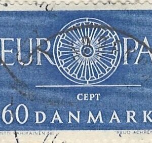 60 øre dk-0389 CEPT stemplet hængslet