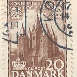 20 øre dk-0348 stemplet hængslet
