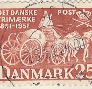 25 øre dk-0332 stemplet hængslet