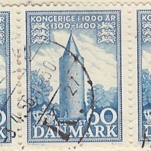 3-blok 60 øre dk-0350 stemplet hængslet