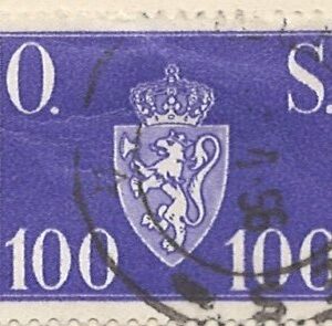 100 øre no-tj67 stemplet hængslet